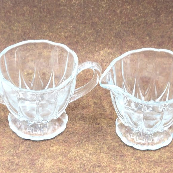 Viking Handmade Glass Sugar Creamer Clear/w Hint of Glow Under UV Mid-Century - Picture 3 of 8